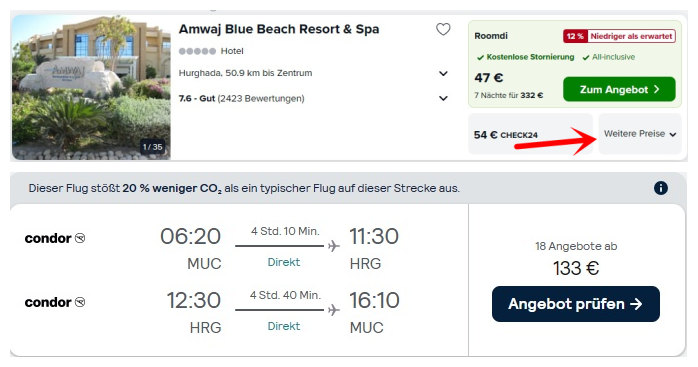 埃及红海海边之旅8天298欧，包往返机票5星级酒店住宿含3餐