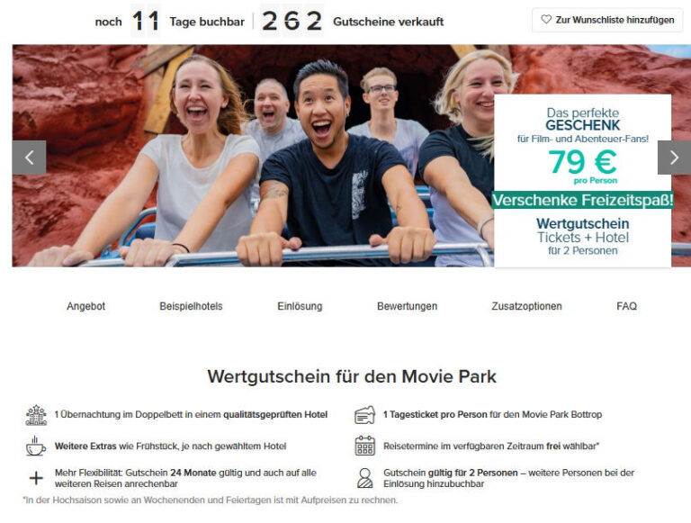 德国Movie Park主题公园低至79欧，包入园门票精品酒店住宿