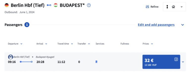 火车德国到匈牙利布达佩斯27欧起，德国多个城市出发可选