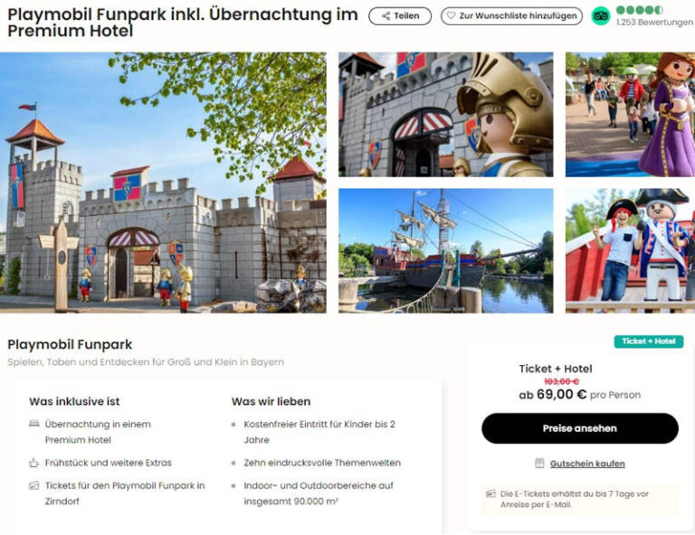 德国Playmobil的FunPark主题公园69欧，包门票4星酒店住宿含早餐