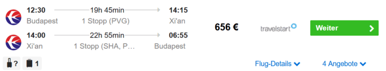【经济舱优选】东航特价匈牙利布达佩斯往返成都西安低至656欧，含2件托运行李